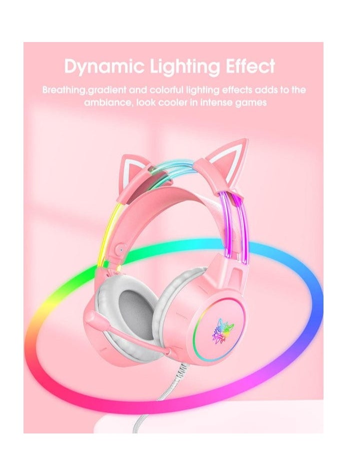 سماعة رأس ONIKUMA X15 PRO RGB للألعاب مزودة بميكروفون مزدوج الرأس مع خاصية إلغاء الضوضاء وميكروفون 3.5 ملم سلكية لأجهزة الكمبيوتر وأجهزة إكس بوكس ​​وبلاي ستيشن 4