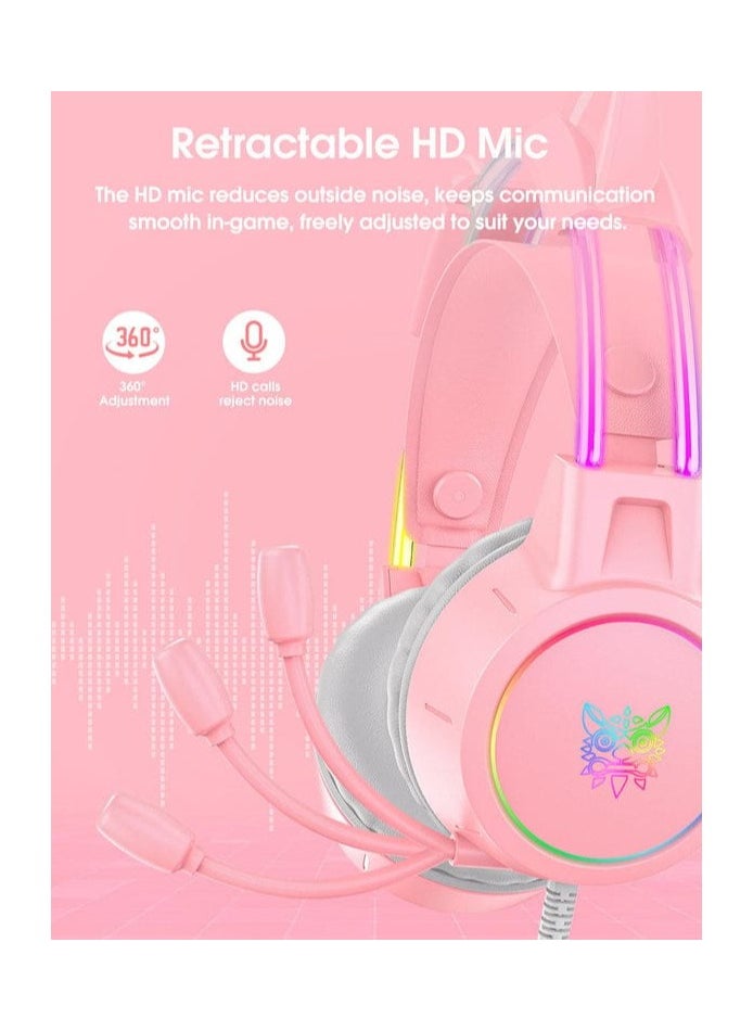 سماعة رأس ONIKUMA X15 PRO RGB للألعاب مزودة بميكروفون مزدوج الرأس مع خاصية إلغاء الضوضاء وميكروفون 3.5 ملم سلكية لأجهزة الكمبيوتر وأجهزة إكس بوكس ​​وبلاي ستيشن 4