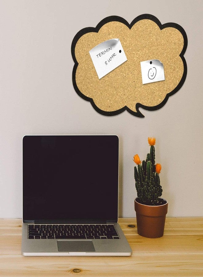 Navaris Cork Board Bulletin Board - Thought Bubble Design 11 x 17 in, Includes 5 Pins - Message Noticeboard Memo Shape Display Pinboard - Image 2