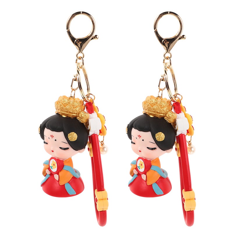 2PCS Cute Keychain Charm for Girls with Traditional Chinese Style Bag Charm Keychain Decoration for Backpacks and Handbags - Image 1