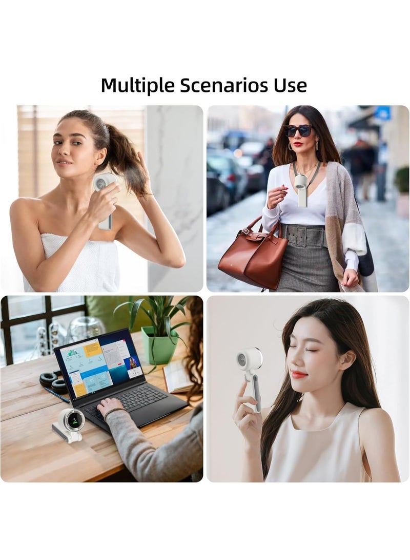 مروحة يدوية قابلة لإعادة الشحن - تبريد توربو بخمس سرعات، مروحة صغيرة محمولة بمنفذ USB بسعة 5000 مللي أمبير/ساعة، بدون شفرات وآمنة، شاشة رقمية، وقت تشغيل يصل إلى 11 ساعة، - مروحة تبريد شخصية للسفر والمكتب والأنشطة الخارجية (أبيض) - Image 5