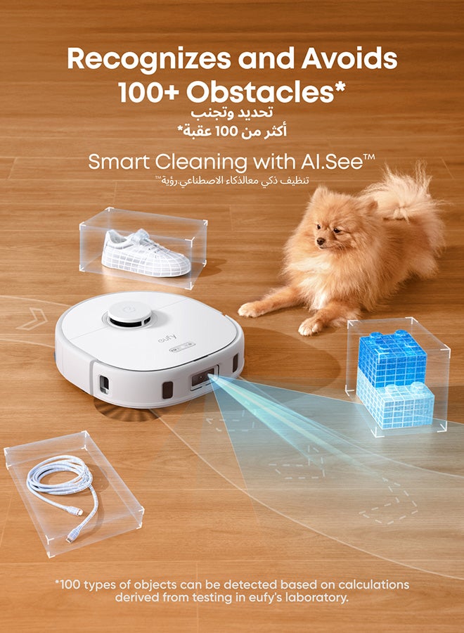 eufy X10 Pro Omni Robot Vacuum and Mop with 8,000 Pa Suction, Dual Mops with 12 mm Auto-Lift and Carpet Detection, AI Obstacle Avoidance, Auto Mop Washing, Self-Drying, Self-Emptying, Self-Refilling 50 W T2351 White - Image 4
