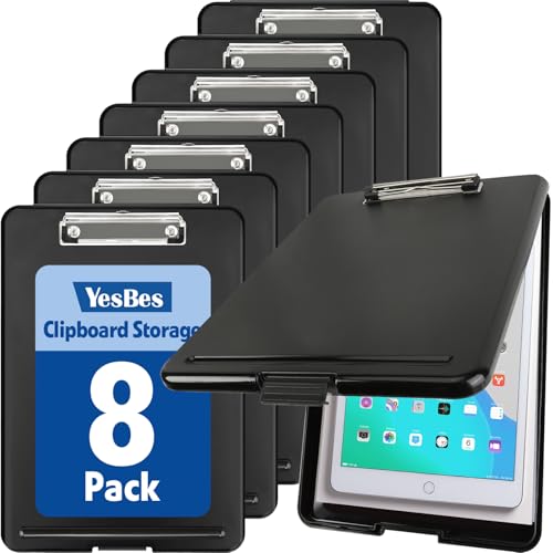 YesBes 8 Pack Clipboard with Storage, High Capacity Storage Clipboard 8.5 x 11 with Pen Holder, Letter / A4 Size, Inner Plastic Folder Attached for Teacher Office Home, Size 13.4 x 9.4 x 0.9 in - Image 1