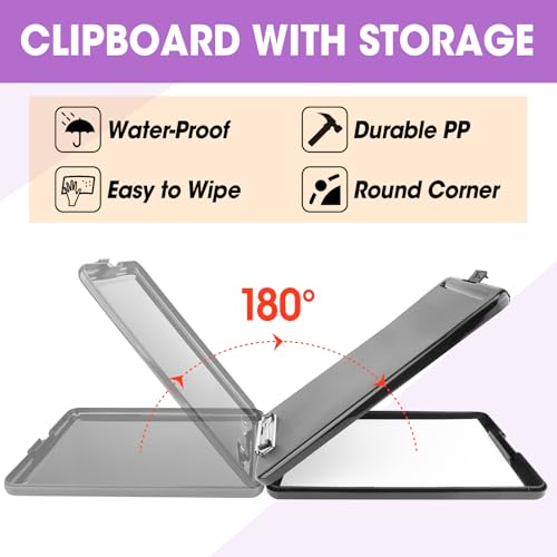 YesBes 8 Pack Clipboard with Storage, High Capacity Storage Clipboard 8.5 x 11 with Pen Holder, Letter / A4 Size, Inner Plastic Folder Attached for Teacher Office Home, Size 13.4 x 9.4 x 0.9 in - Image 4