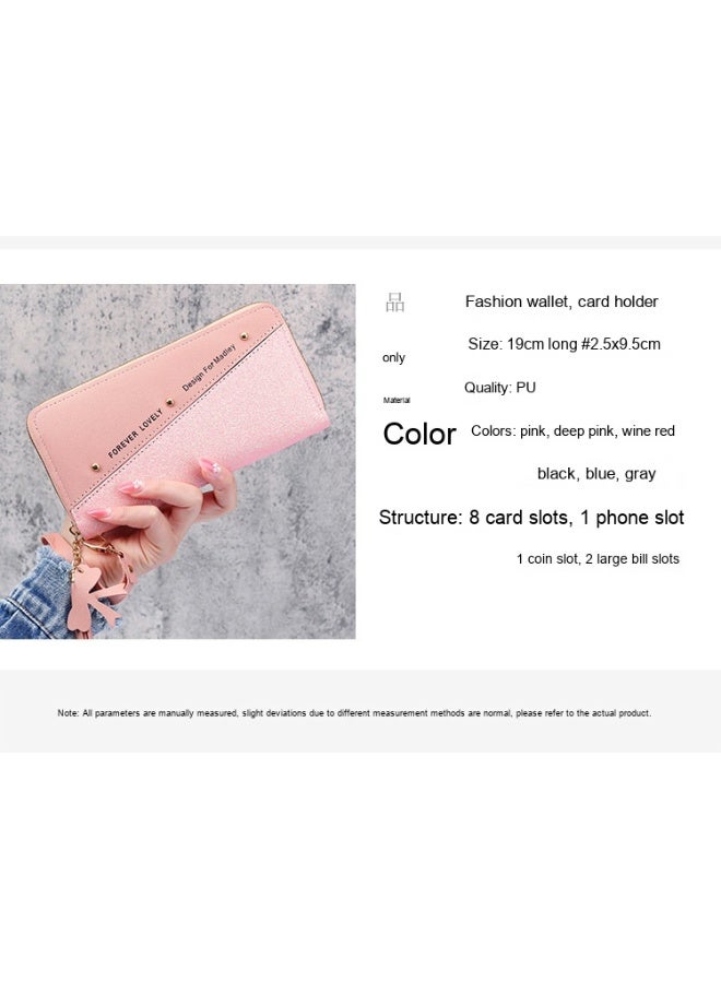 Ladies Purse Wallet PU Leather Long Women Wallet Card Holder Organiser Wallet Wristlet Clutch Wallet with Zipper Pocket Coin Purse Phone Wallet with Tassel and Pendant