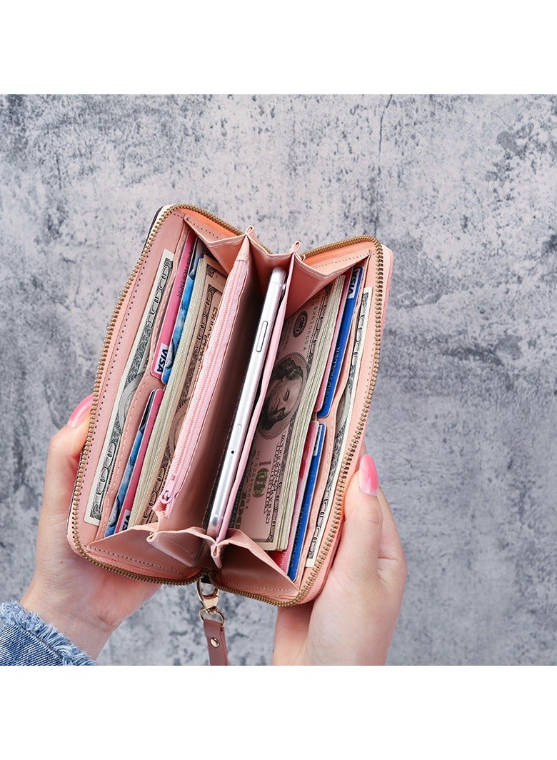 Ladies Purse Wallet PU Leather Long Women Wallet Card Holder Organiser Wallet Wristlet Clutch Wallet with Zipper Pocket Coin Purse Phone Wallet with Tassel and Pendant