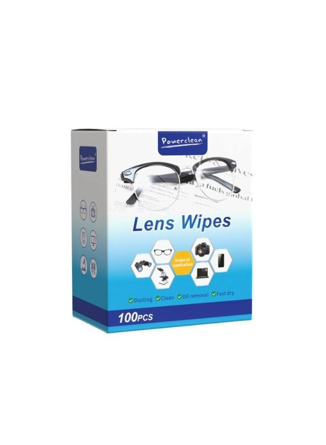 Powerclean "100 wipes（6*12cm）Lens Cleaning Wipes for Eyeglasses,Individually Wrapped,Can be used for mobile phone screen, tablet computer, camera lens and other electronic screen 100 片（6*12cm）" - Image 1