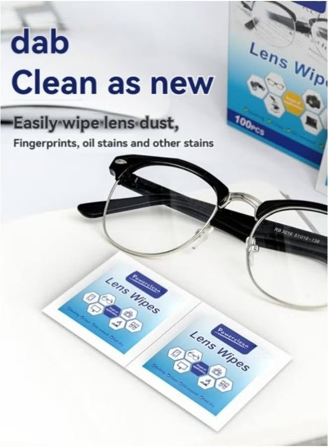 Powerclean Eyeglass Lens Cleaning Wipes for Camera Lenses, Sunglasses, Goggles Pre-Moistened Lens Cleaning Wipes 100 Count, Safe and Fast Drying Eyeglass and Screen Cleaner, Individually Wrapped - Image 4