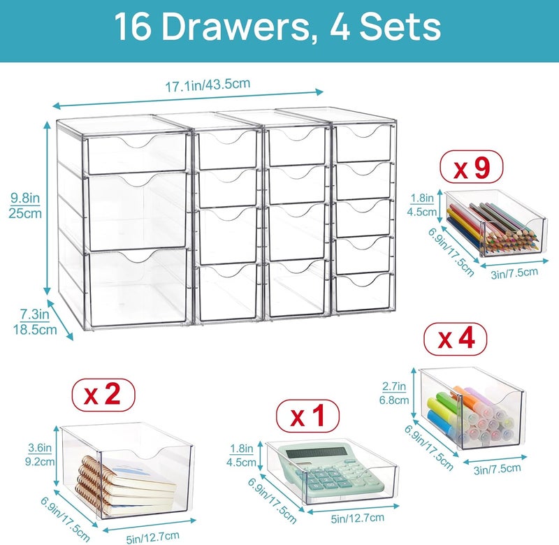Vtopmart Acrylic Organizer with 16 Drawers (4 Set) - Image 2