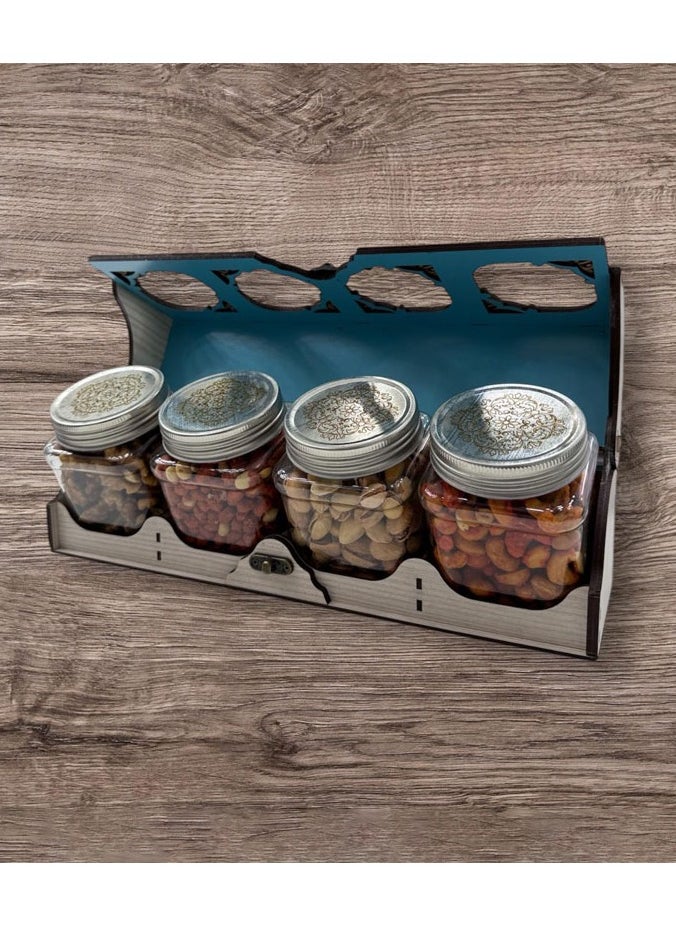 Joza Box Wooden Gift Box with 4 Plastic Jars – Ideal for Chocolates, Sweets & Treats – 9.5 x 34 x 11 cm  - Image 4