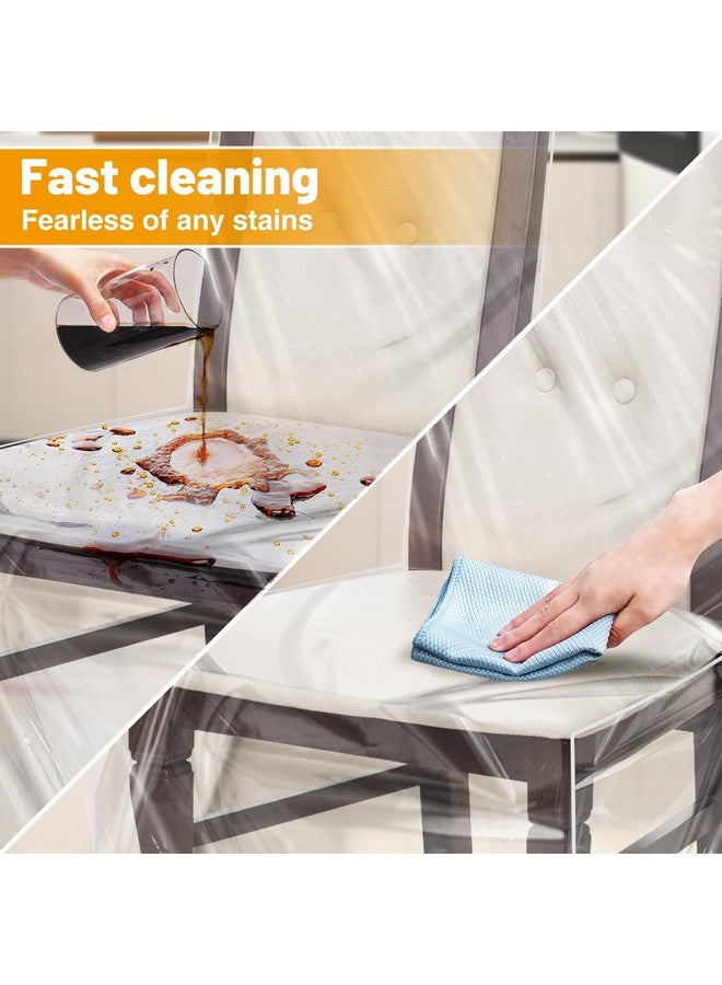 PAMASE 4 Pack Plastic Dining Chair Protectors with Backrests - Waterproof Thickened PVC Seat Covers Removable Washable Slipcover Keeping Chair Away from Water Dust Pet Hair Paws Claws - Image 5