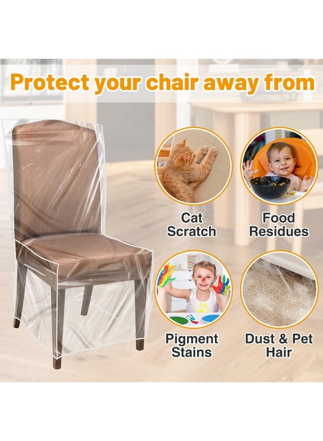 PAMASE 4 Pack Plastic Dining Chair Protectors with Backrests - Waterproof Thickened PVC Seat Covers Removable Washable Slipcover Keeping Chair Away from Water Dust Pet Hair Paws Claws - Image 4