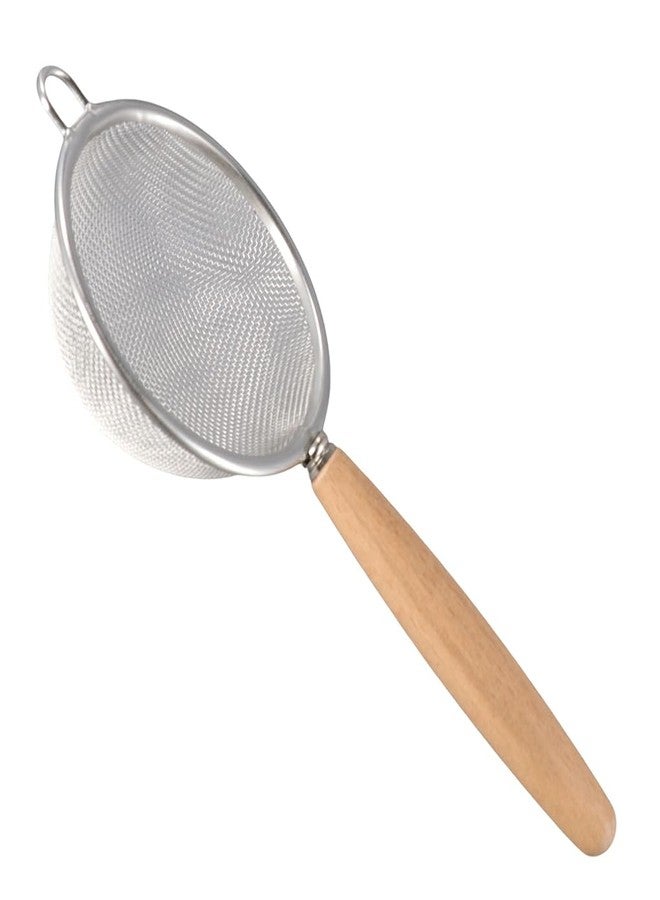 Pokinge 3 Pcs Kitchen Fine Mesh Strainers, Stainless Steel Wire Mesh Oil Strainer Skimmer with Wood Handle, Durable Flour Colander Filter Baking Tool(3 pcs) - Image 4