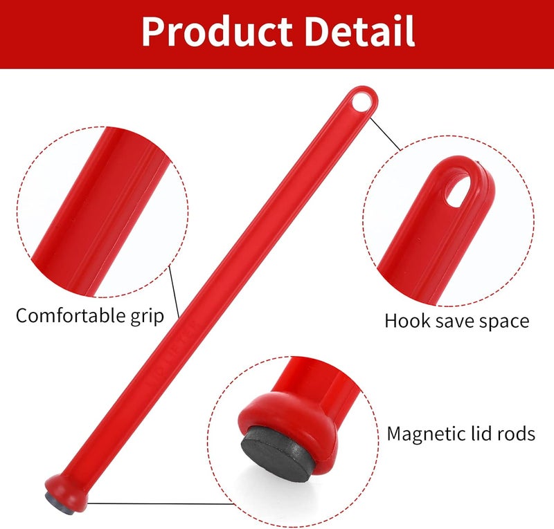 Aster 4 Pieces Canning Kit-2 Pieces Canning Magnetic Lid Lifter Canning Lid Lifter (7 Inch) 2 Pieces Canning Bubble Popper Remover Canning Lid Magnet Tools(Red) - Image 4