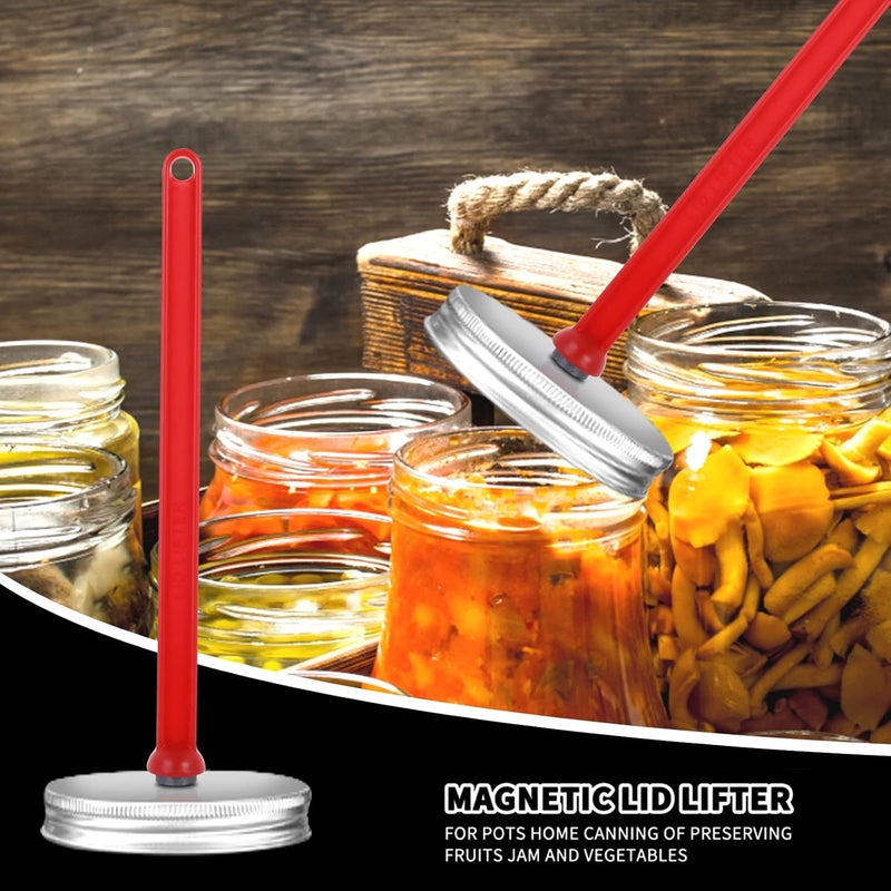 Aster 4 Pieces Canning Kit-2 Pieces Canning Magnetic Lid Lifter Canning Lid Lifter (7 Inch) 2 Pieces Canning Bubble Popper Remover Canning Lid Magnet Tools(Red) - Image 5