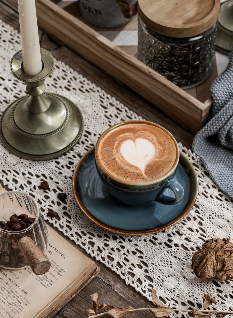 Shuer Ceramic coffee cup, Latte coffee cup，Cappuccino coffee cup，Cup and Saucer Set Suitable for Home Office Restaurant Gifts Garden Party Home Afternoon Tea Set Ceramic Milk Tea Cup Water Cup - Image 5