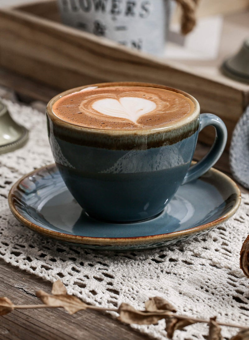 Shuer Ceramic coffee cup, Latte coffee cup，Cappuccino coffee cup，Cup and Saucer Set Suitable for Home Office Restaurant Gifts Garden Party Home Afternoon Tea Set Ceramic Milk Tea Cup Water Cup - Image 1