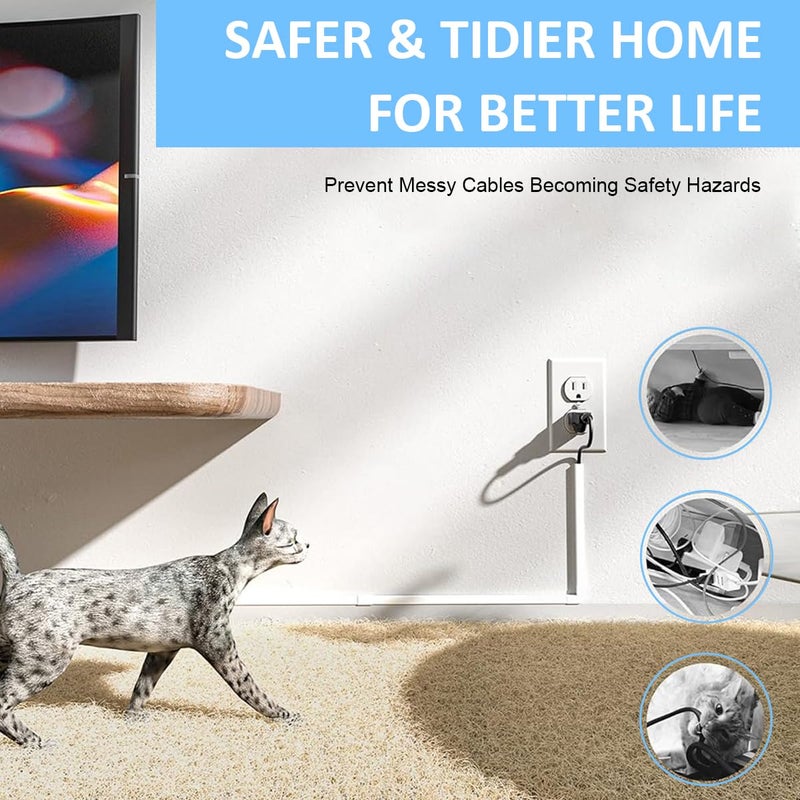 Serplex ® 6 قطع غطاء كابل بطول 15.7 بوصة، غطاء كابل متصل، غطاء كابل واحد للجدار، غطاء كابل منزلق، مخفي الأسلاك للتلفاز على الجدار، أغطية الأسلاك للكابلات - Image 4