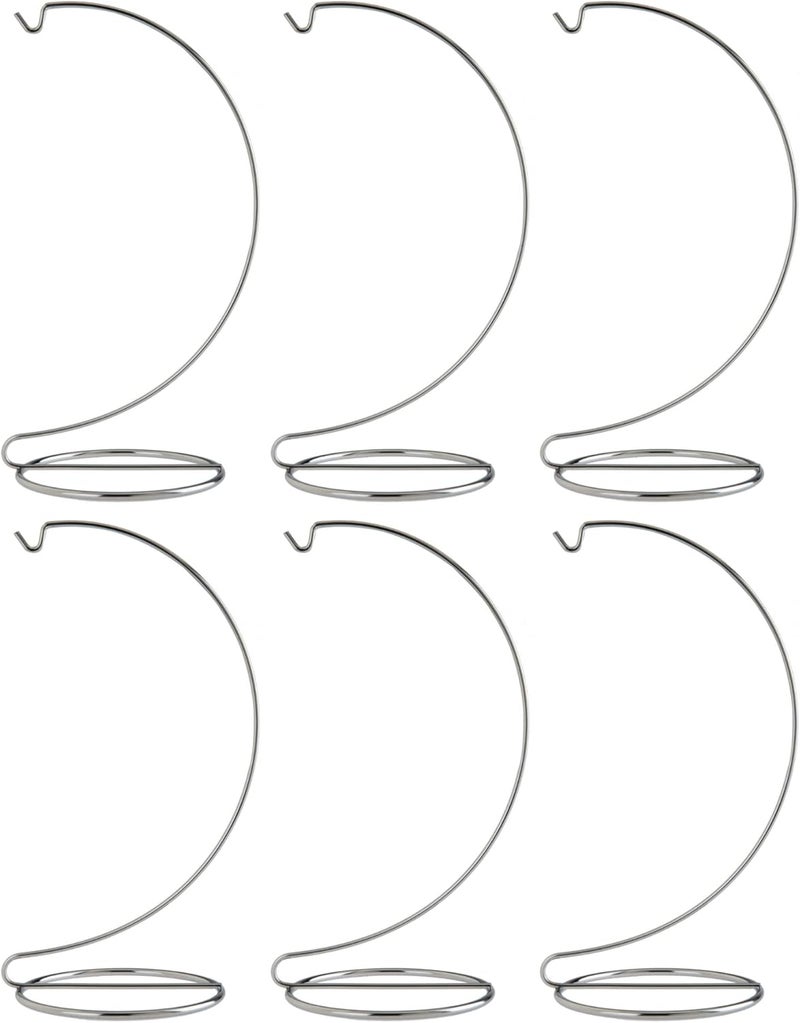 Creative Hobbies ® 10 Inch Tall Silver Chrome Wire Ornament Display Hanger Stands for Displaying Christmas Ornaments, Glass Terrariums | Pack of 6 Stands - Image 1