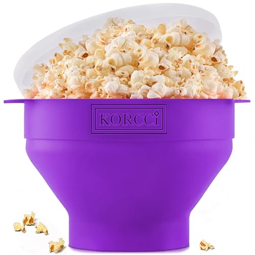 The Original Korcci Microwaveable Silicone Popcorn Popper Microwave Popcorn Popper Collapsible Microwave Popcorn Maker Bowl No Oil Needed Use In Microwave Dishwasher Safe Purple