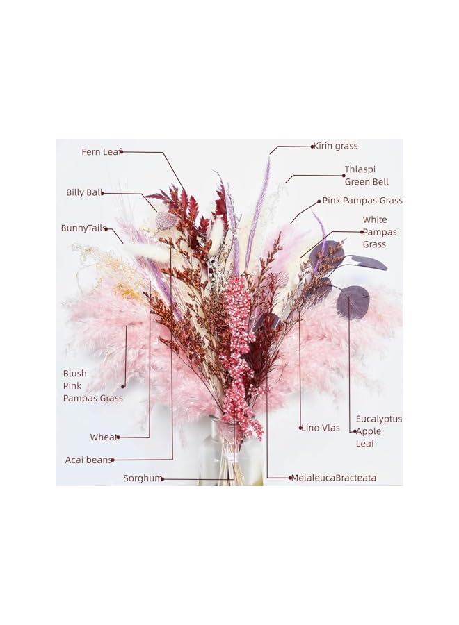 erorex Pink Pampas Grass Bouquet , Blush Dried Pampas Grass Decor, Dried Flower Bouquet for a Vase, and Flower Arrangement for Boho Home Wedding Decoration - Image 3