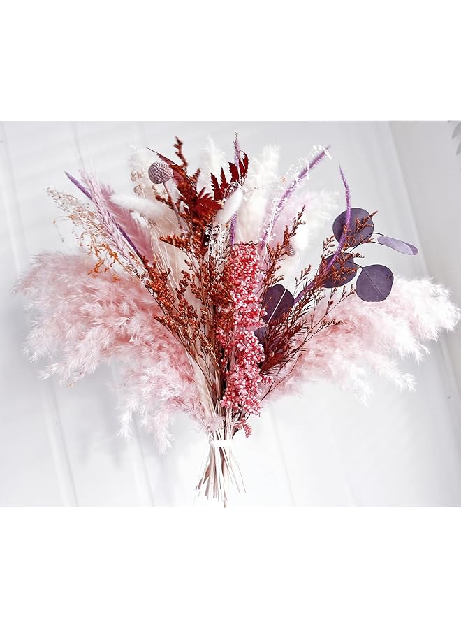 erorex Pink Pampas Grass Bouquet , Blush Dried Pampas Grass Decor, Dried Flower Bouquet for a Vase, and Flower Arrangement for Boho Home Wedding Decoration - Image 1