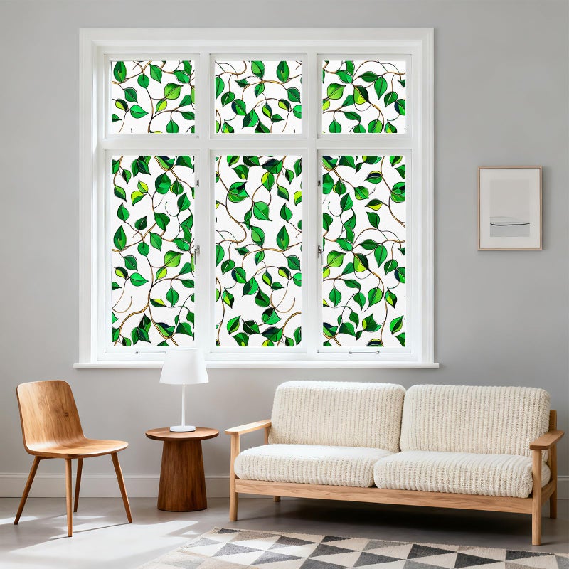 Kromapolis Privacy Window Film Frosted Glass Static Cling, Front Door Heat UV Blocking Frosting Stickers, Decorative Stained Glass Home Decor Covering for Bathroom & Kitchen, 17.5'' x 78.7'' - Image 2