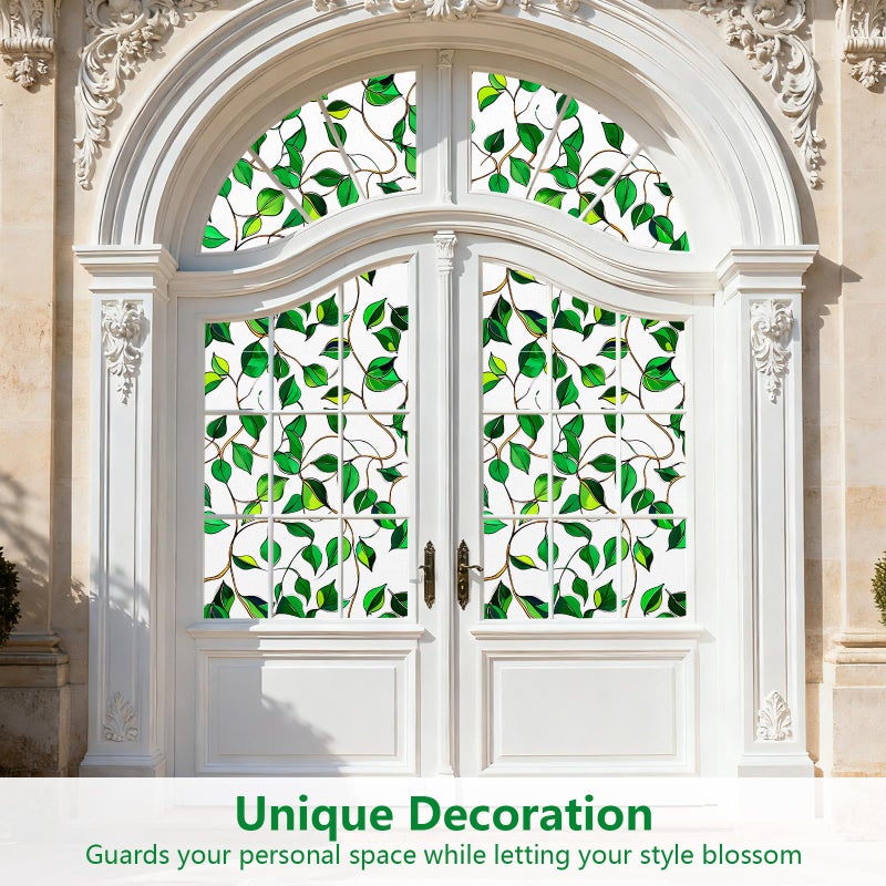 Kromapolis Privacy Window Film Frosted Glass Static Cling, Front Door Heat UV Blocking Frosting Stickers, Decorative Stained Glass Home Decor Covering for Bathroom & Kitchen, 17.5'' x 78.7'' - Image 5