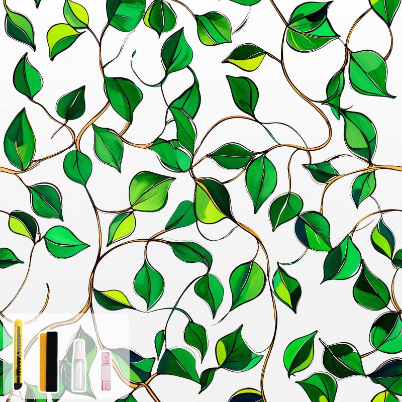Kromapolis Privacy Window Film Frosted Glass Static Cling, Front Door Heat UV Blocking Frosting Stickers, Decorative Stained Glass Home Decor Covering for Bathroom & Kitchen, 17.5'' x 78.7'' - Image 1