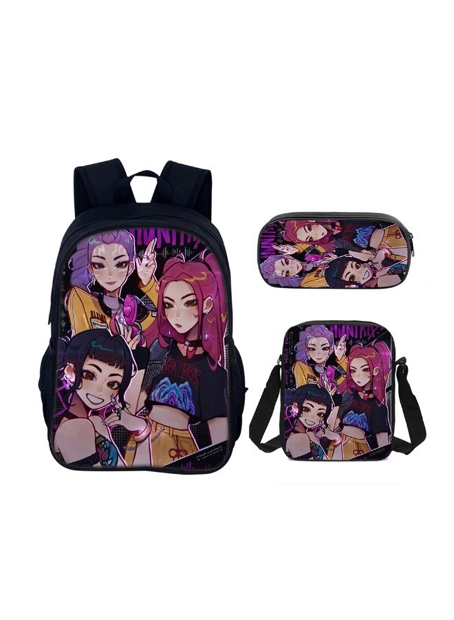 general KPop Demon Hunters backpack pencil case satchel three-piece suit men and women leisure sports travel backpack student school backpack - Image 1