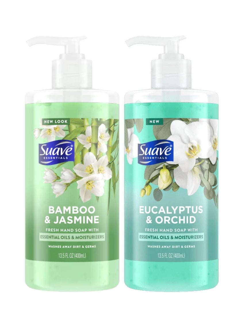 Suave Hand Soap, Bamboo & Jasmine + Eucalyptus & Orchid Variety 2-Pack – Fresh Hand Wash with Essential Oils & Moisturizers, 13.5 Oz Ea - pzsku/Z6E908984CDC2E006364DZ/45/_/1740969435/bae8c9bc-e7fa-4d85-97da-29706e5161ae