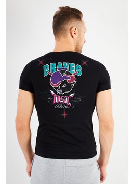 DIESEL Men Crew Neck Short Sleeve Graphic And Embroidered T Shirt, Black  - Image 4