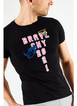 DIESEL Men Crew Neck Short Sleeve Graphic And Embroidered T Shirt, Black  - Image 3