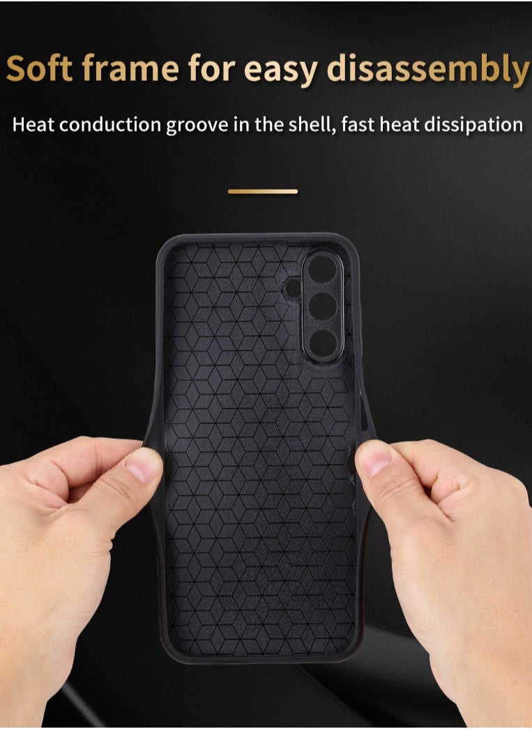 For Samsung Galaxy A25 5G Anti-scratch Phone Case Imprinted Leather Coated TPU Cover - Brown