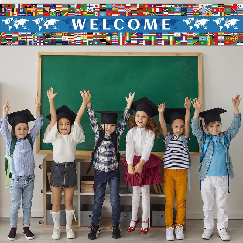 Tatuo International Decorations Yard Banner Large International Welcome Yard Sign Backdrop World Flag Party Decoration Country Flag Banner Multicultural Decor Fence Garden Sign Indoor Outdoor Decor - Image 4