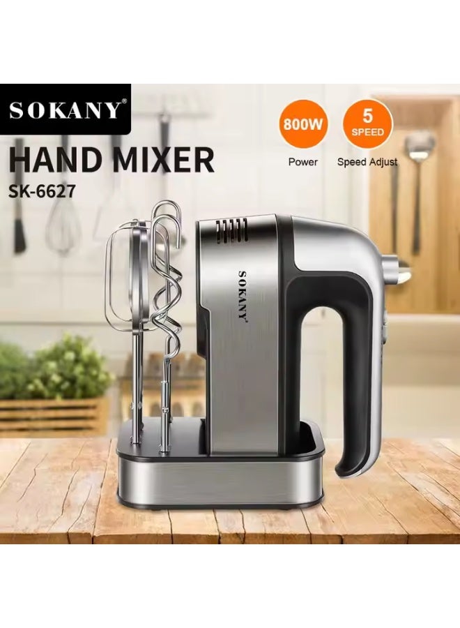 SK-6627 Electric Egg Beater and Mixer - 5 Speeds - 800W