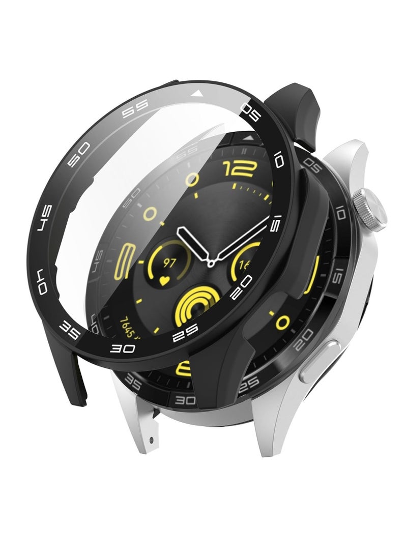 Protective Case with Scale for Huawei Watch GT 5 Smartwatch 46 mm, Hard PC Case with Glass Screen Protector Compatible with Huawei Watch GT 5 46 mm Smartwatch (Transparent) - Image 1
