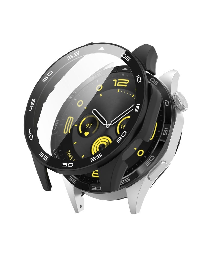 Protective Case with Scale for Huawei Watch GT 5 Smartwatch 46 mm, Hard PC Case with Glass Screen Protector Compatible with Huawei Watch GT 5 46 mm Smartwatch (Transparent) - Image 3