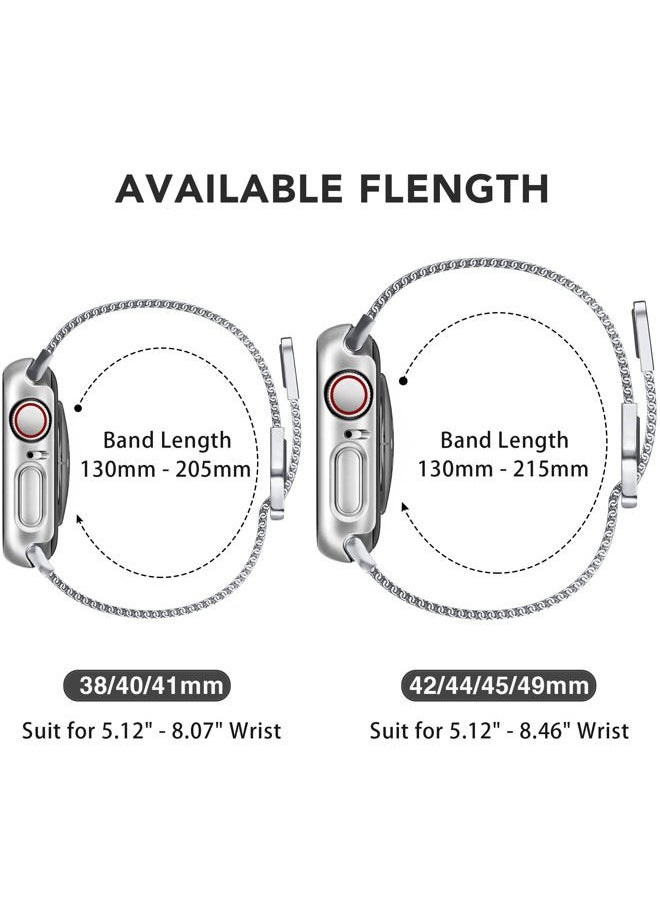 Mazuboho 2 Pack Metal Magnetic Bands Compatible with Apple Watch Bands for Women with 41mm Case, Stainless Steel Milanese Mesh Loop iWatch Bands for Apple Watch Band Series 9/8/7 41mm Women Men  - Image 2