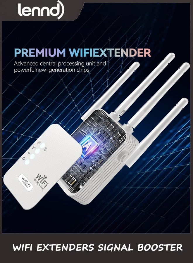 LENND WiFi Extender, 2026 WiFi Repeater,Internet Booster, Long Range WiFi Extenders Signal Booster for Home, WiFi Repeater with Ethernet Port Covers Up to 9800 sq. ft and 40 Devices,Quick Setup-Medium - Image 3