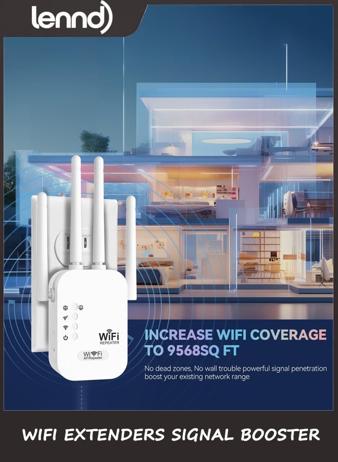 LENND WiFi Extender, 2026 WiFi Repeater,Internet Booster, Long Range WiFi Extenders Signal Booster for Home, WiFi Repeater with Ethernet Port Covers Up to 9800 sq. ft and 40 Devices,Quick Setup-Medium - Image 2