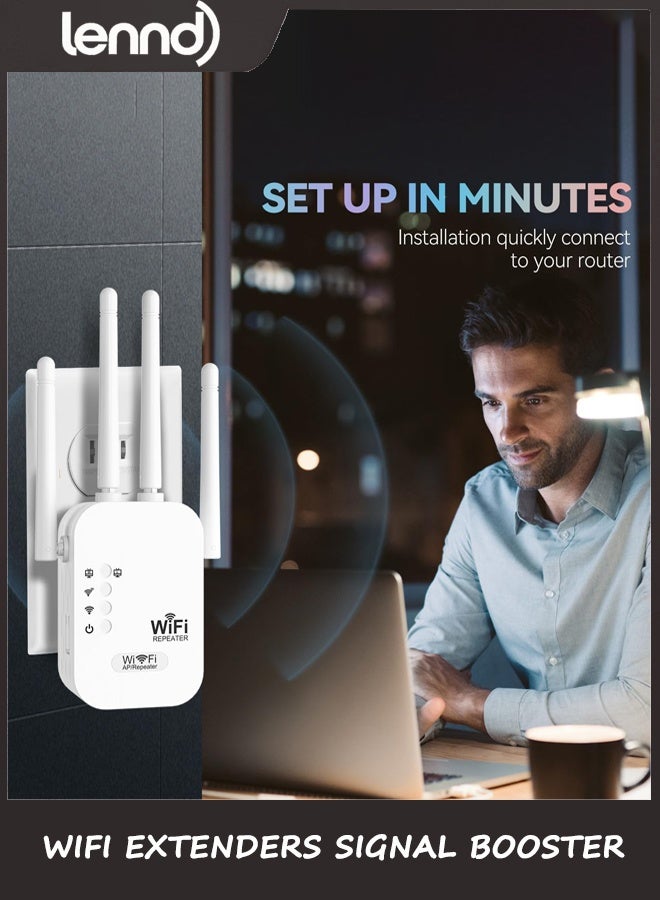 LENND WiFi Extender, 2026 WiFi Repeater,Internet Booster, Long Range WiFi Extenders Signal Booster for Home, WiFi Repeater with Ethernet Port Covers Up to 9800 sq. ft and 40 Devices,Quick Setup-Medium - Image 4