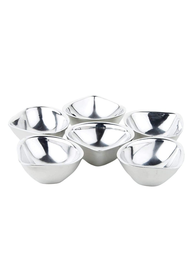 FINALITY finality Unbreakable Stainless Steel Double Wall Diyas for HomeDecorationPuja Set of 6 Silver  - Image 2