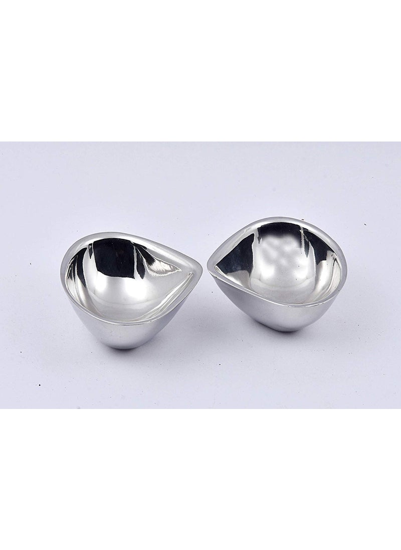 FINALITY finality Unbreakable Stainless Steel Double Wall Diyas for HomeDecorationPuja Set of 6 Silver  - Image 4