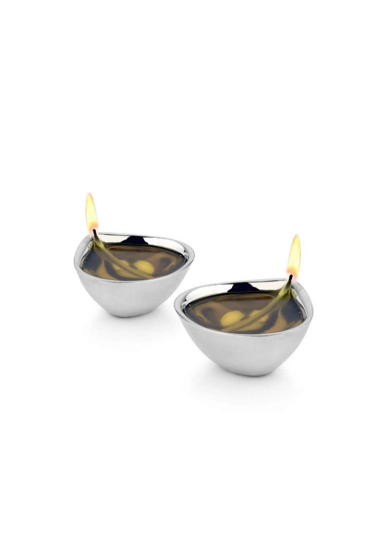 FINALITY finality Unbreakable Stainless Steel Double Wall Diyas for HomeDecorationPuja Set of 6 Silver  - Image 5