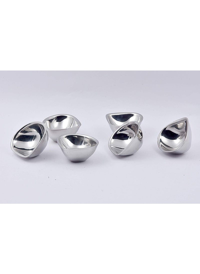 FINALITY finality Unbreakable Stainless Steel Double Wall Diyas for HomeDecorationPuja Set of 6 Silver  - Image 3