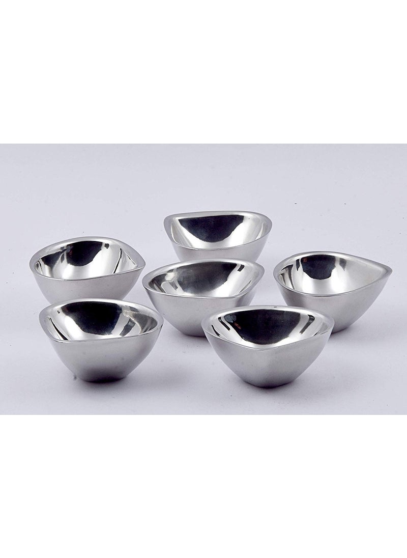 FINALITY finality Unbreakable Stainless Steel Double Wall Diyas for HomeDecorationPuja Set of 6 Silver  - Image 1