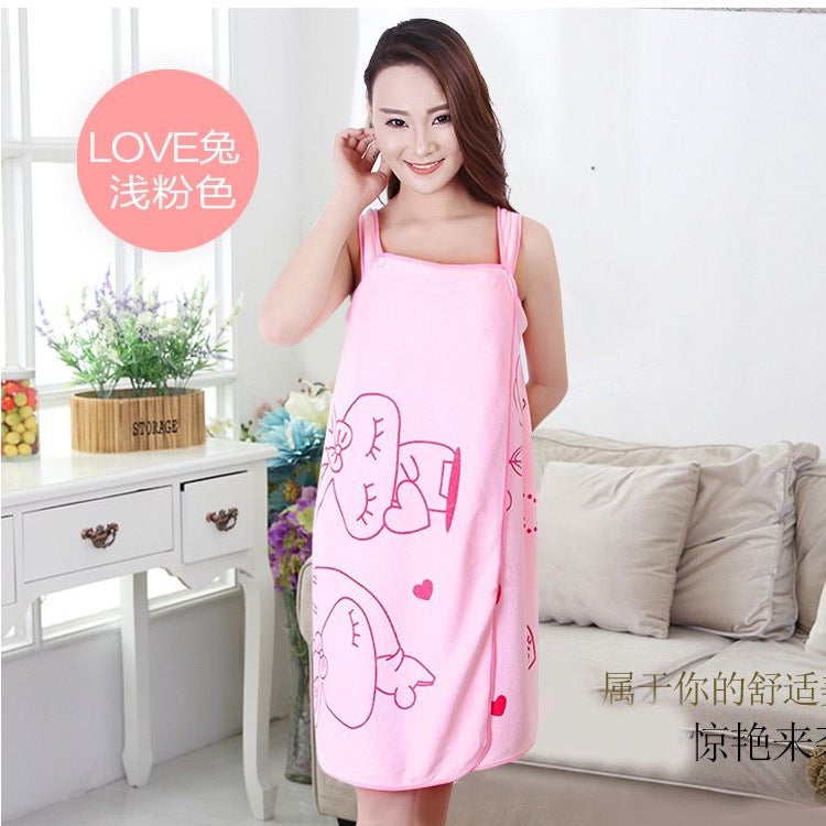 Thin Cartoon Printed Wearable Bath Towel Can Be Wrapped Household Fine Fiber Bath Skirt Beauty Salon Sweat Steamed Large Towel - Image 2