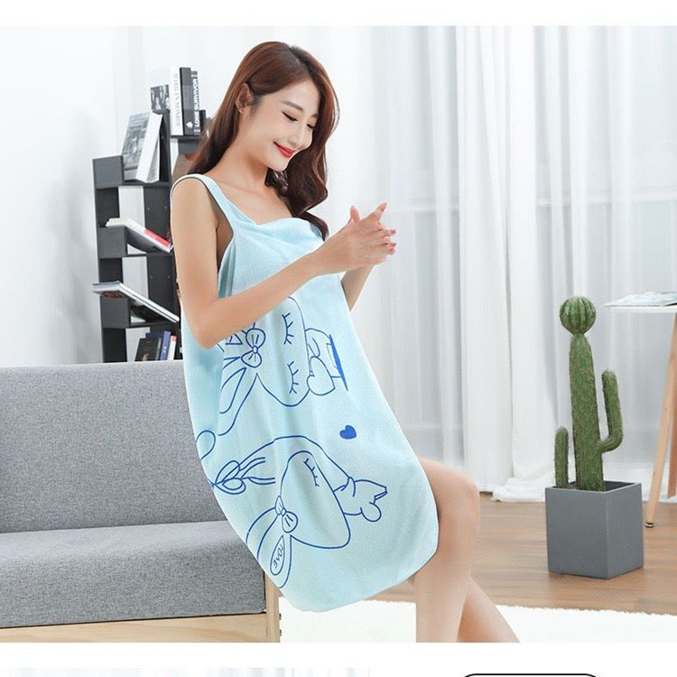 Thin Cartoon Printed Wearable Bath Towel Can Be Wrapped Household Fine Fiber Bath Skirt Beauty Salon Sweat Steamed Large Towel - Image 1