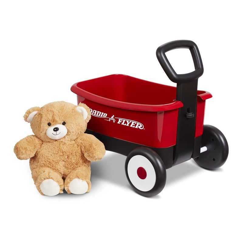 Radio Flyer Push & Pull Walker Wagon with Teddy Bear, Red, for Kids 1-4 Years Old, Locking Handle for Stability, Baby Push Walker Converts to Pull Wagon, for Indoor & Outdoor Play - Image 5